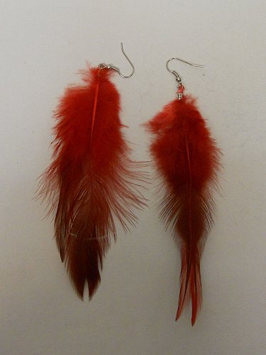 Women Drop Dangle Fashion Earrings Red Feathers FASHION JEWELRY Hook