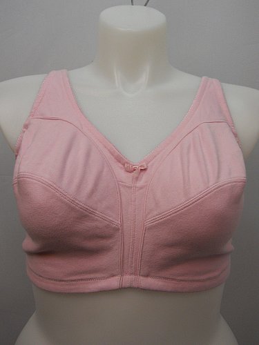 Women BRA 44DD Full Coverage Solid Pink Wire Free Back Closure Adjustable straps