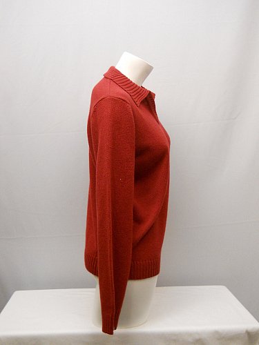 Womens Sweater SIZE M Solid Red Long Sleeve Collared Neck Career