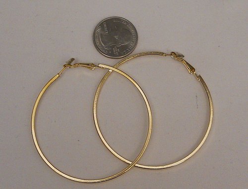 Womens Hoop Earrings Gold Tones Metal Leverback Unbranded