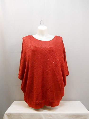 Women 2Pc Tank Sweater Plus Size 3X ALFANI Red Sequin Scoop Neck Batwing Sleeves