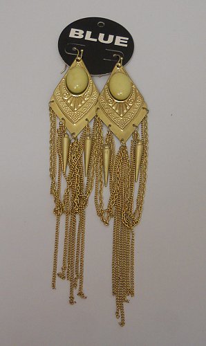 Women Earrings Fashion Drop Dangle Beads Chains Spears Gold Tones Hook Fasteners