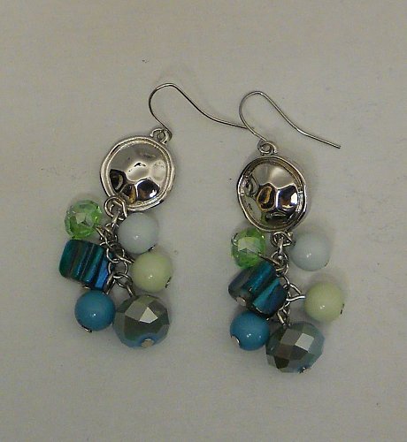 Women Earrings Silver Turquoise Beads Fashion Drop Dangle HERGO COLLECTION Hook