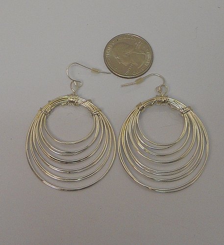 Women Earrings Metal Wire Fashion Drop Dangle Silver Tones Hook Fasteners SZ BIJ