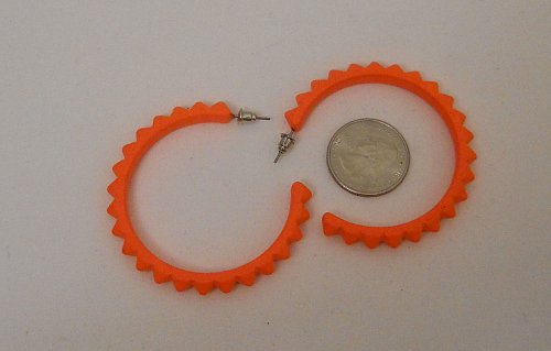 Womens Hoop Earrings Neon Orange FASHION JEWELRY Pushbacks Fashion