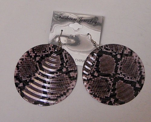 Women Fashion Drop Dangle Earrings Snake Print Metal Rounds FASHION JEWELRY Hook