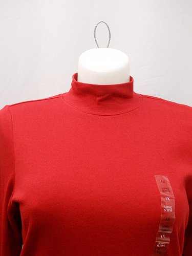 Womens Turtle Neck Top KAREN SCOTT PLUS SIZE 1X Red Long Sleeves