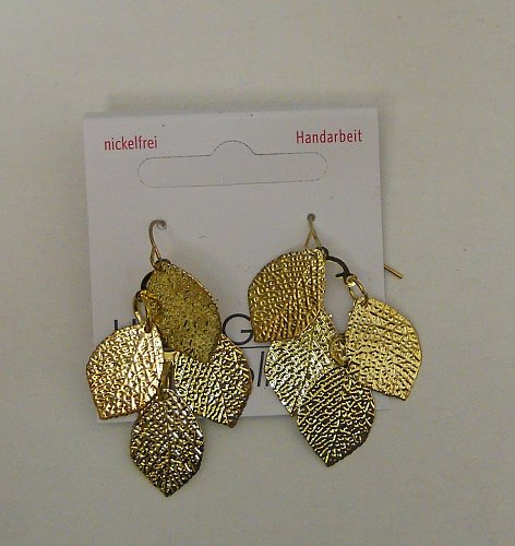 Women Leaf Earrings Gold Tones HERGO COLLECTION Hook Fashion Drop Dangle