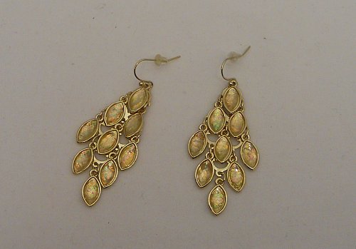 Womens Fashion Drop Dangle Earrings Gold Rhinestones HAPPY GIRLS French Hooks