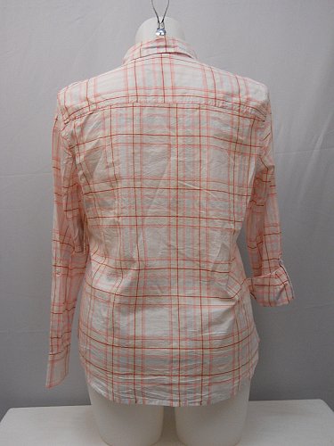 Womens Button Down Shirt Size XL FADED GLORY Pink Plaid Long Roll Tab Sleeves