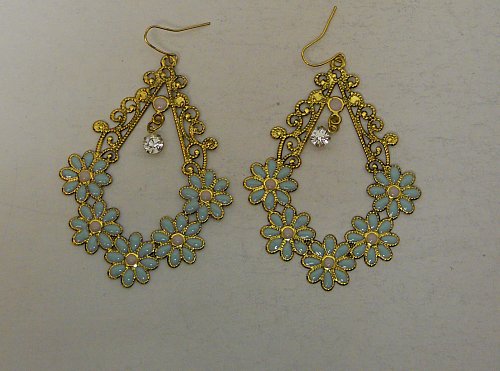 Women Earrings Flowered Teardrops Fashion Drop Dangle Rhinestones Hook BODY CENT