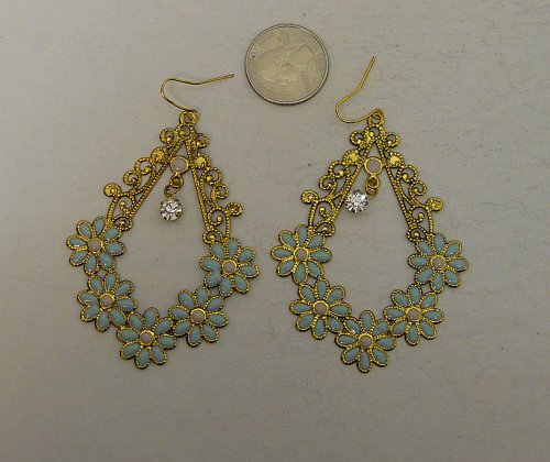 Women Earrings Flowered Teardrops Fashion Drop Dangle Rhinestones Hook BODY CENT