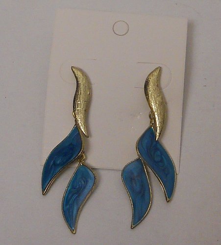 Women Fashion Drop Dangle Earrings Gold Tones Teal Front Unbranded Push Back