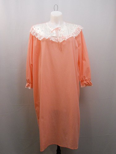 VINTAGE Nightie PLUS SIZE 24W Y-Neck Embroidered Yoke 3/4 Sleeves KELLY REED