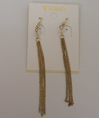Women Earrings Gold Tones Metal Chains Hook Fasteners YIHAO Fashion Drop Dangle