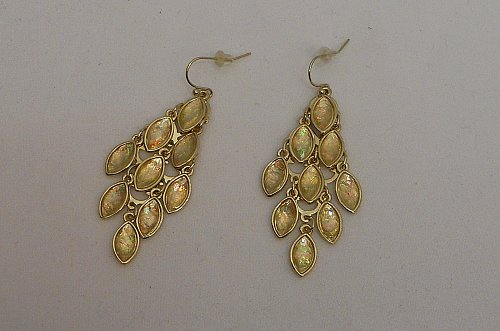 Womens Fashion Drop Dangle Earrings Gold Rhinestones HAPPY GIRLS French Hooks