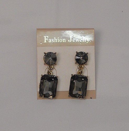 Women Earrings Fashion Drop Dangle Square Rhinestones Push Backs Fasteners FASHI