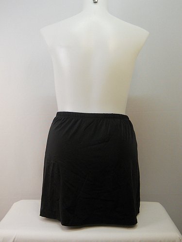 PLUS SIZE 24 Women Swim Skirt SWIM365 Solid Black Attached Brief Stretch Fabric