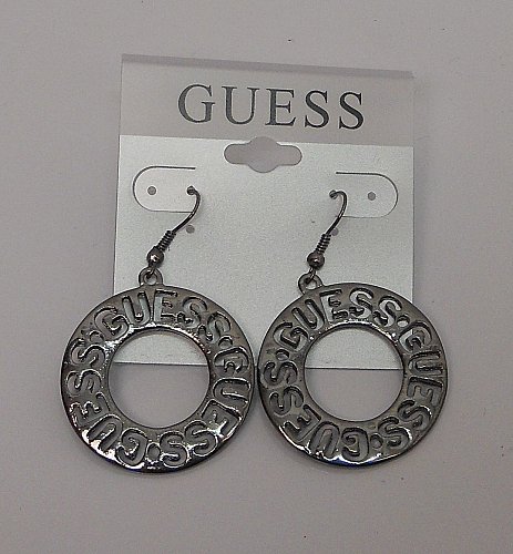 Women Earrings GUESS Fashion Drop Dangle Silver Tones Hook Fasteners