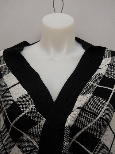 SIZE 20 Womens Wrap Swing Flyaway Cardigan FADED GLORY Black Plaid Long Sleeves