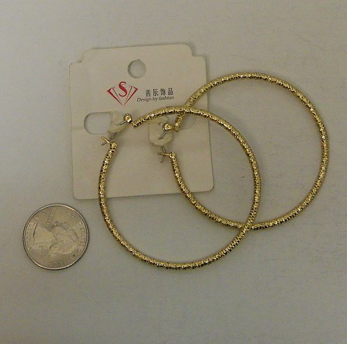 Women Fashion Hoop Earrings Gold Tones LINKAI JEWELRY Leverback Fastener