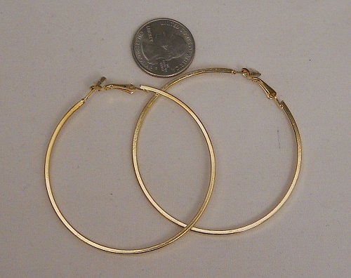 Womens Hoop Earrings Gold Tones Metal Leverback Unbranded