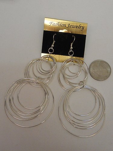Womens Fashion Earrings Drop Dangle Silver Tones Hoops FASHION JEWELRY Hooks