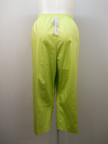 PLUS SIZE 22W Women Cropped Capri ALFRED DUNNER Lime Green Elastic Waistband