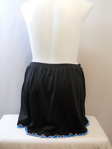 SIZE 20 Women Ruffled Swim Skirt SWIM365 Solid Black Attached Brief Ruched Side