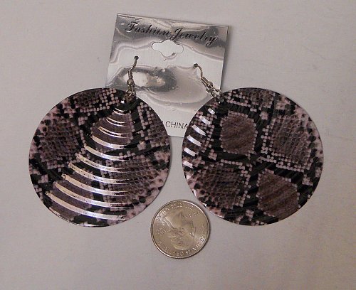 Women Fashion Drop Dangle Earrings Snake Print Metal Rounds FASHION JEWELRY Hook