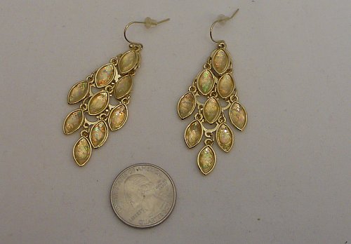 Womens Fashion Drop Dangle Earrings Gold Rhinestones HAPPY GIRLS French Hooks