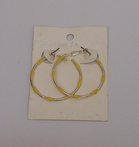 Women Hoop Earrings Fashion Yellow Silver Tones Leverbacks Fasteners FASHION