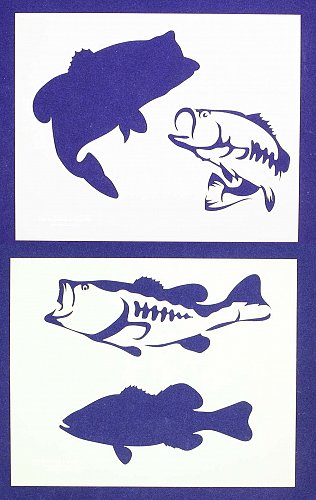 Bass (Fish) Stencils-2 pc Set-14 Mil Mylar- Painting/Crafts/Template