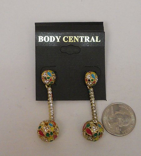 Women Fashion Drop Dangle Earrings Multi Color Rhinestones BODY CENTRAL Push Bac