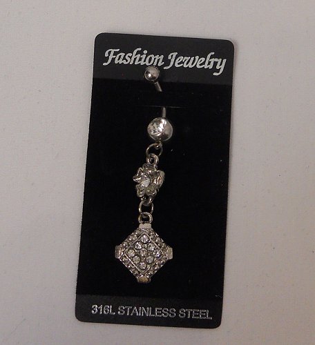 Women Fashion Belly Body Ring Silver Rhinestone FASHION JEWELRY Stainless Steel