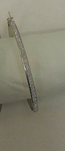 Women Hoop Earrings Fashion Silver Tones Glitter LINKAI JEWELRY Leverback Fasten