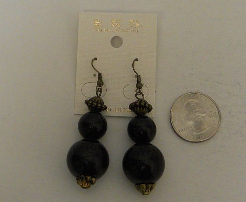 Women Fashion Drop Dangle Earrings Black Beads JINIOUSHA Hook Fasteners