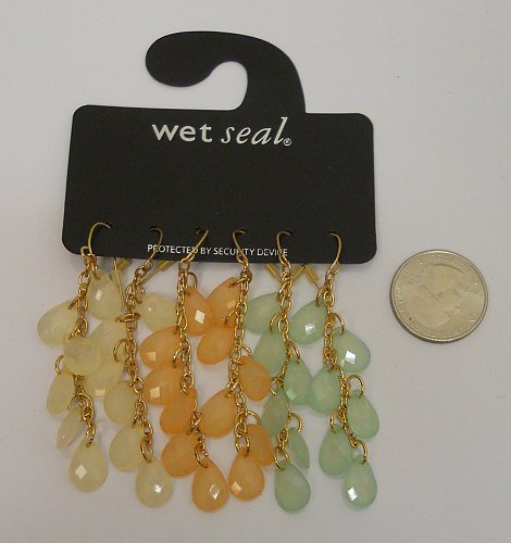 Women Fashion Drop Dangle Earrings 3 Pair Multi Colored Teardrop Beads Hook WET