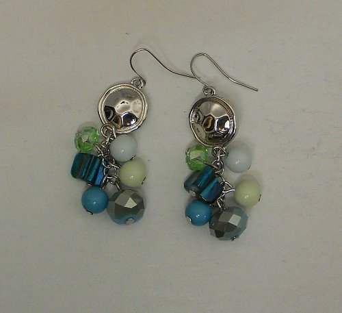 Women Earrings Silver Turquoise Beads Fashion Drop Dangle HERGO COLLECTION Hook