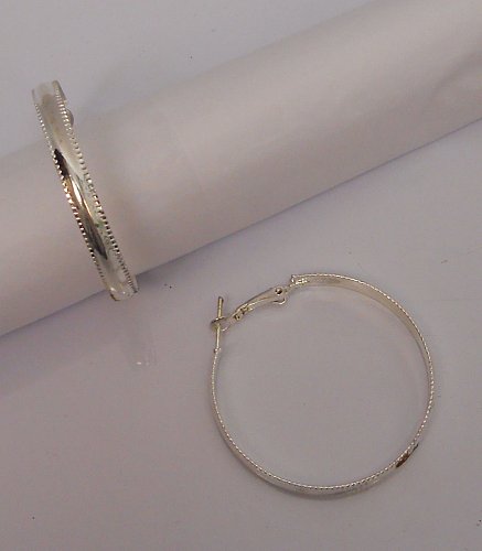 Women Hoop Earrings Silver Tones Leverback Fasteners JINTELAIER