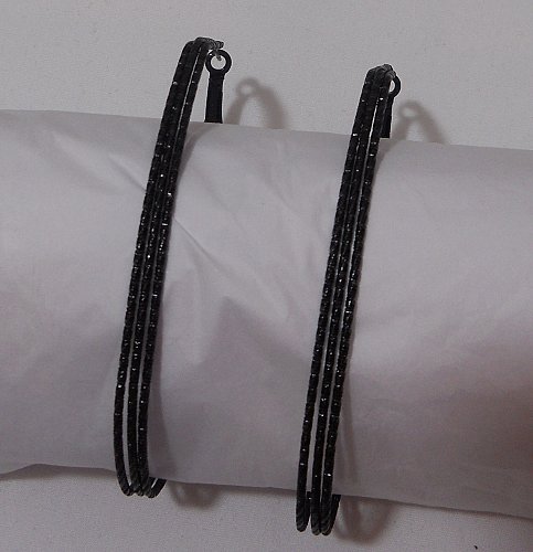 Women Fashion Hoop Earrings Solid Black Oblong Unbranded Leverback