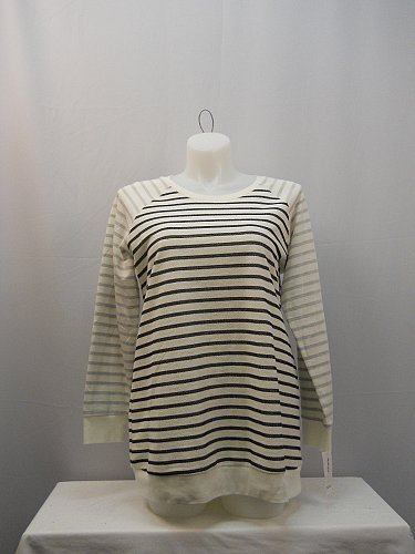 PLUS SIZE 0X Womens Sweatshirt Style&Co Striped Crew Neck Long Sleeves Pullover