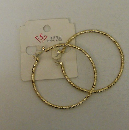 Women Fashion Hoop Earrings Gold Tones LINKAI JEWELRY Leverback Fastener