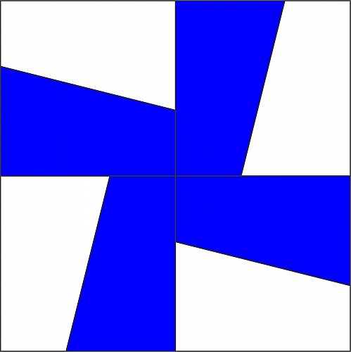 Windmill - Makes 12" Finished Square-- 1/8" Clear Acrylic - Quilting Templates-
