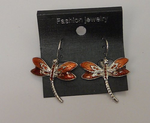 Women Earrings Fashion Huggie Copper Tones Dragonflies Leverback Fasteners FASHI