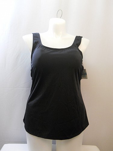 SIZE 20 Women Tankini Swim Top BEACH BELLE Black Classic Scoop Neck Full Bust Su