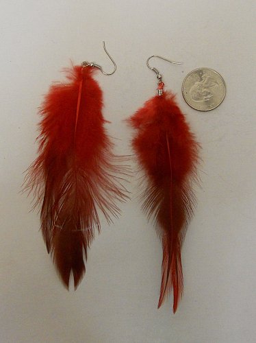 Women Drop Dangle Fashion Earrings Red Feathers FASHION JEWELRY Hook