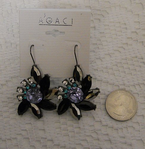 Women Earrings Fashion Drop Dangle Flower Multi Color Rhinestones Hook AGACI