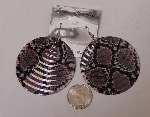 Women Fashion Drop Dangle Earrings Snake Print Metal Rounds FASHION JEWELRY Hook