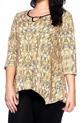 PLUS SIZE 1XL 2XL 3XL 4XL Womens Tunic Top HOT GINGER Keyhole ¾ Sleeves Animal